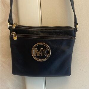 Michael Kors Small Black Crossbody Bag w/Gold Accents, preowned, good condition